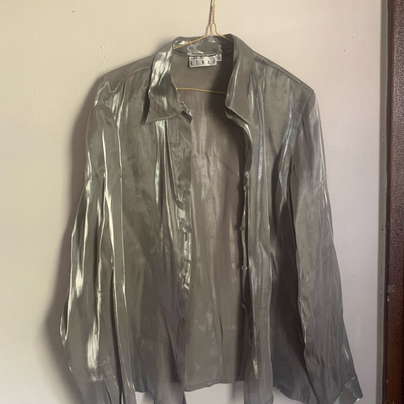 Kenar Shimmering Silver Blouse - Picture 1 of 3